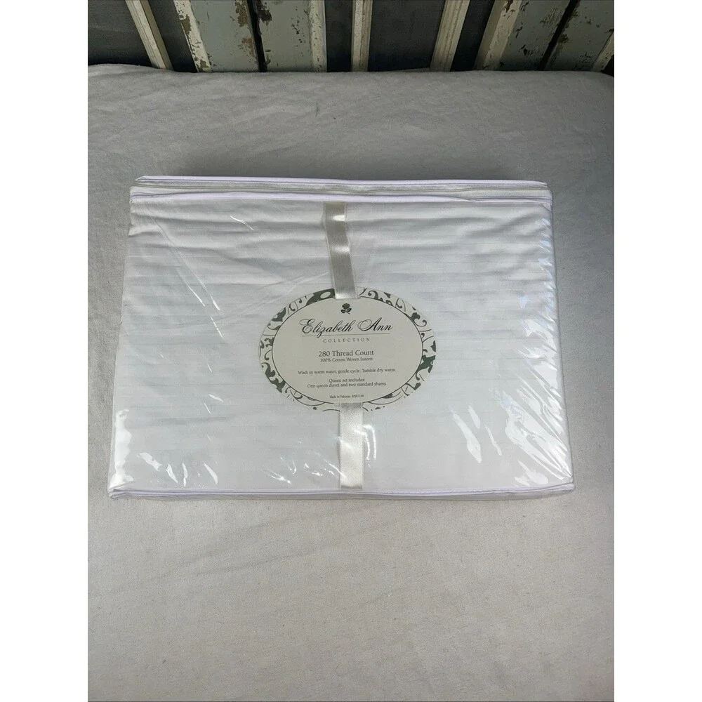 ELIZABETH ANN 280THREAD COUNT 100%COTTON WOVEN SATEEN QUEEN DUVET SET NIB